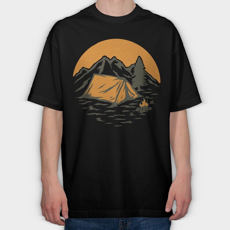 Vintage Adventure Outdoor Camping 1, Tricou Oversize Barbati (Unisex)