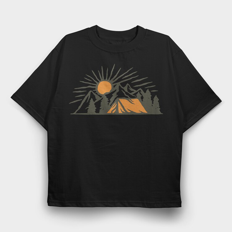 Vintage Adventure Outdoor Camping, Tricou Oversize Barbati (Unisex)