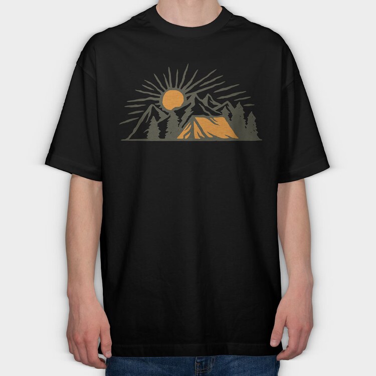 Vintage Adventure Outdoor Camping, Tricou Oversize Barbati (Unisex)