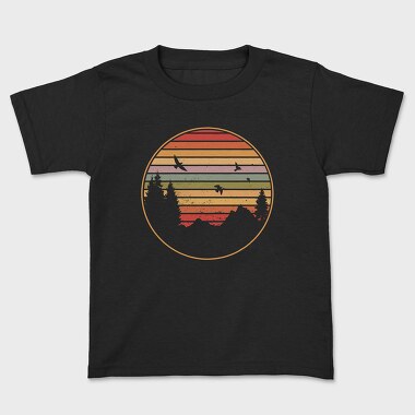 Mountains and Tree Retro Sunset, Tricou Copii