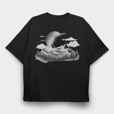 Mountains With the Moon, Tricou Oversize Barbati (Unisex)