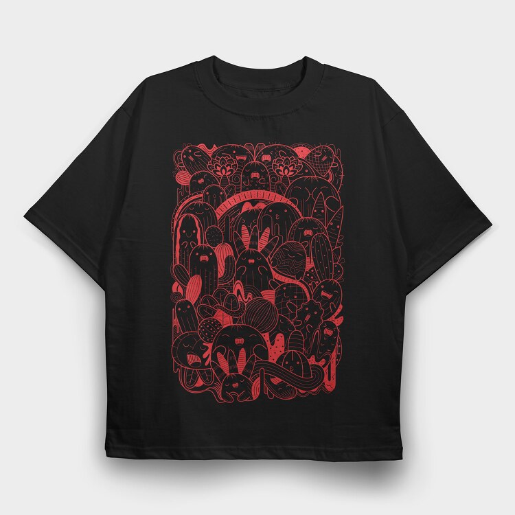 Cactus Collage, Tricou Oversize Barbati (Unisex)