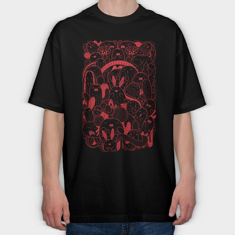 Cactus Collage, Tricou Oversize Barbati (Unisex)
