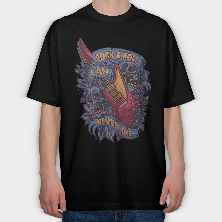 Rock and Roll Can Never Die, Tricou Oversize Barbati (Unisex)