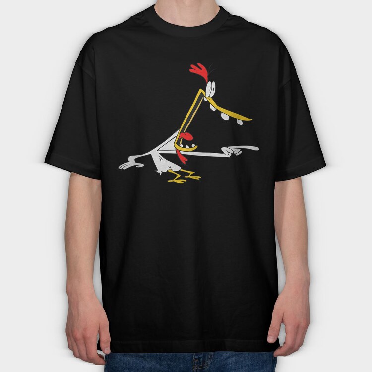 Cartoon Retro Cow and Chicken 4, Tricou Oversize Barbati (Unisex)
