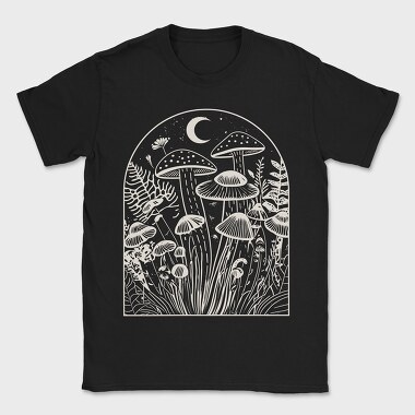 Mushrooms Moon Monochrome, Tricou Barbati (Unisex)