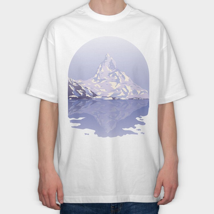 Snow Mountain Landscape, Tricou Oversize Barbati (Unisex)