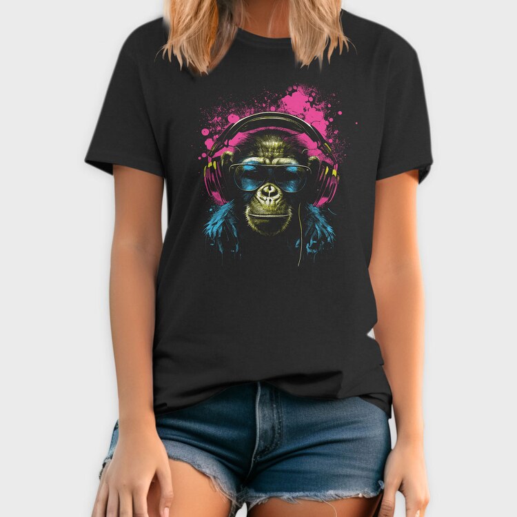 Monkey Headphones Portrait, Tricou Barbati (Unisex)