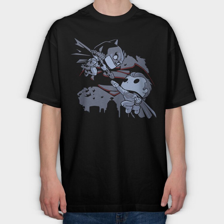 Batman Vs Robin, Tricou Oversize Barbati (Unisex)