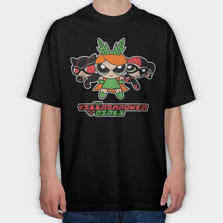 The Powerpuff Girls Catwoman Harley, Tricou Oversize Barbati (Unisex)