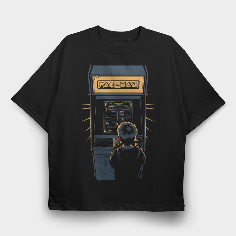 Retro Gaming Pac Man Game, Tricou Oversize Barbati (Unisex)
