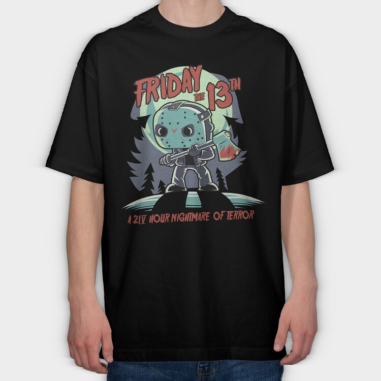 Friday the 13 Th, Tricou Oversize Barbati (Unisex)