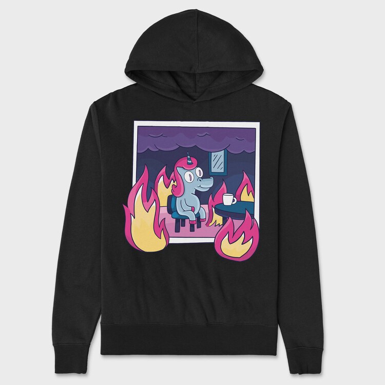 Unicorn in Fire, Hanorac Oversize Barbati (Unisex)