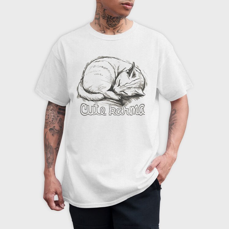 Cat Karma Sketch, Tricou Barbati (Unisex)