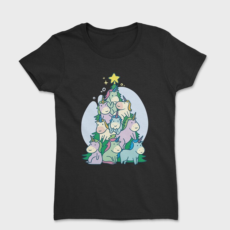 Unicorn Christmas Tree, Tricou Femei