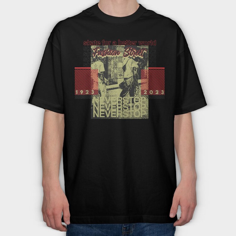 Never Stop 1, Tricou Oversize Barbati (Unisex)