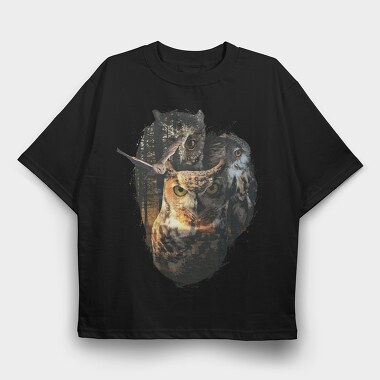 Owls Forest, Tricou Oversize Barbati (Unisex)