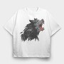 Wolf Cartoon, Tricou Oversize Barbati (Unisex)