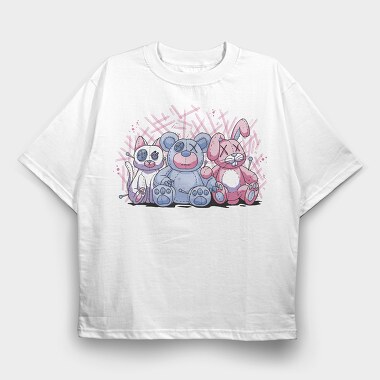 Pastel Goth Stuffed Animals, Tricou Oversize Barbati (Unisex)