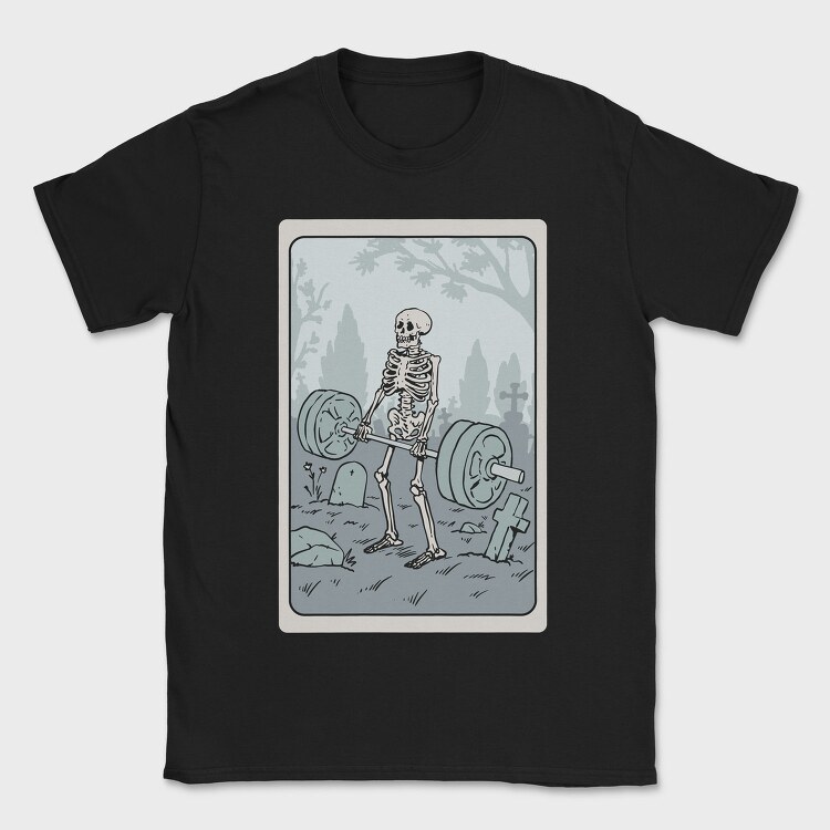 Skeleton Deadlifting Tarot Card, Tricou Barbati (Unisex)