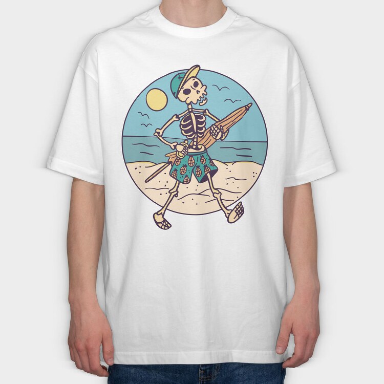 Skeleton Beach Sunshade, Tricou Oversize Barbati (Unisex)