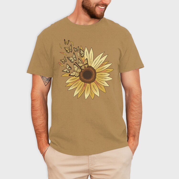 Sunflower and Butterflies, Tricou Barbati (Unisex)