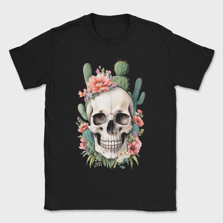 Skull cactus Flowers, Tricou Barbati (Unisex)