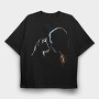 Person and Cat, Tricou Oversize Barbati (Unisex)