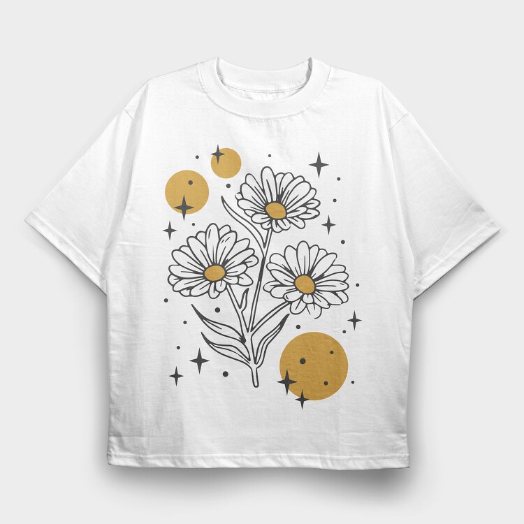 Sparkling Flowers And Circles Vintage, Tricou Oversize Barbati (Unisex)