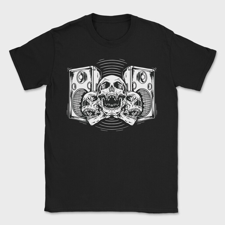 Speakers And Skulls Hand Drawn, Tricou Barbati (Unisex)
