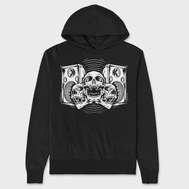 Speakers And Skulls Hand Drawn, Hanorac Oversize Barbati (Unisex)