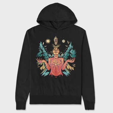 Spiritual Woman Metaverse Colorful Illustration, Hanorac Oversize Barbati (Unisex)