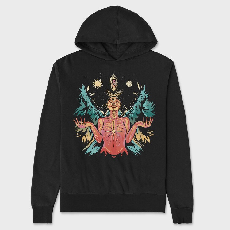 Spiritual Woman Metaverse Colorful Illustration, Hanorac Oversize Barbati (Unisex)