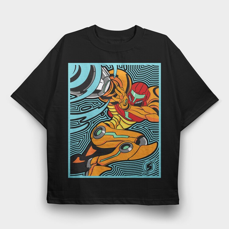 Samus Metroid Mini, Tricou Oversize Barbati (Unisex)