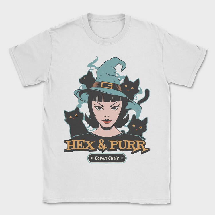 Spooky Witch And Cats Coven Halloween, Tricou Barbati (Unisex)