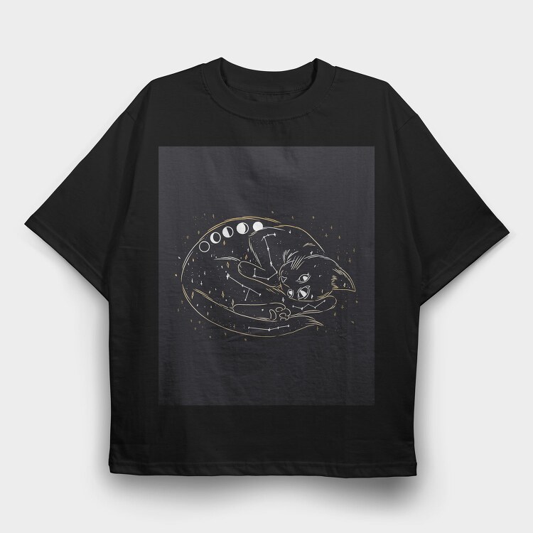 Galaxy Cat, Tricou Oversize Barbati (Unisex)