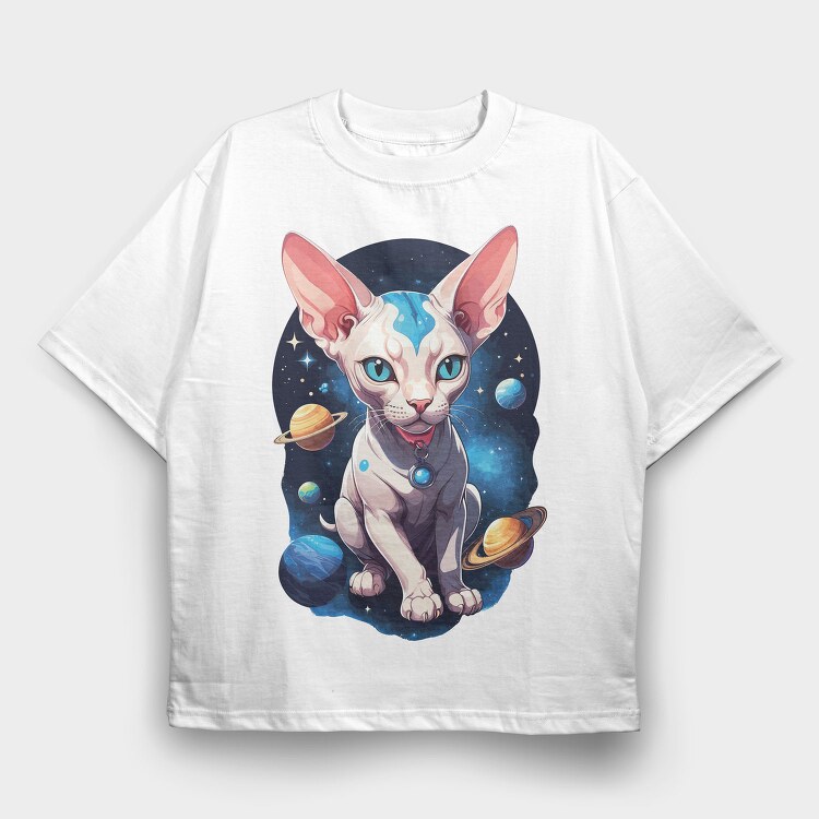 Sphynx Cat Space, Tricou Oversize Barbati (Unisex)