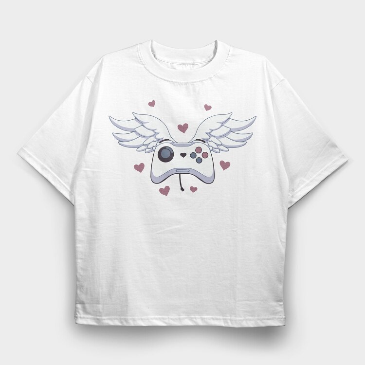 Game Controller With Wings Joystick, Tricou Oversize Barbati (Unisex)