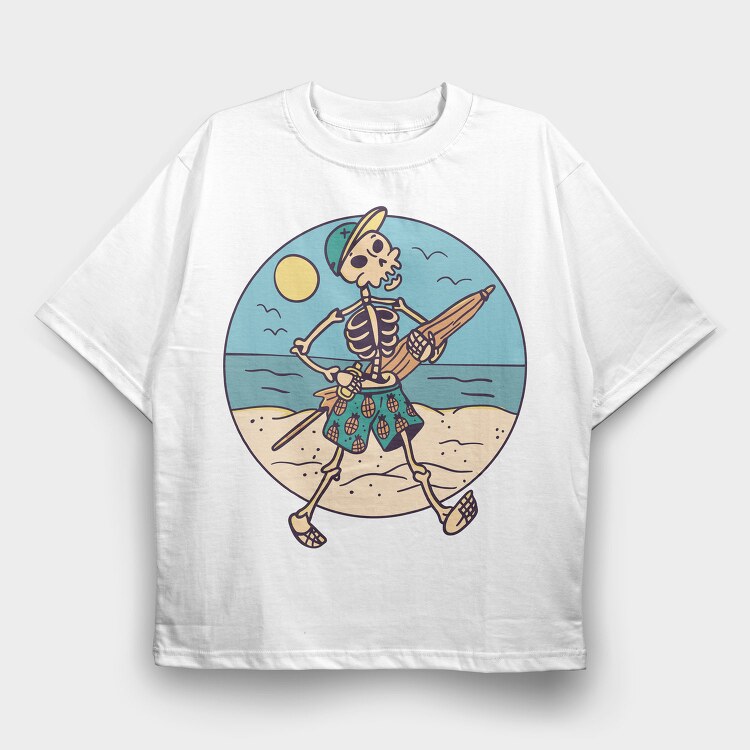 Skeleton Beach Sunshade, Tricou Oversize Barbati (Unisex)