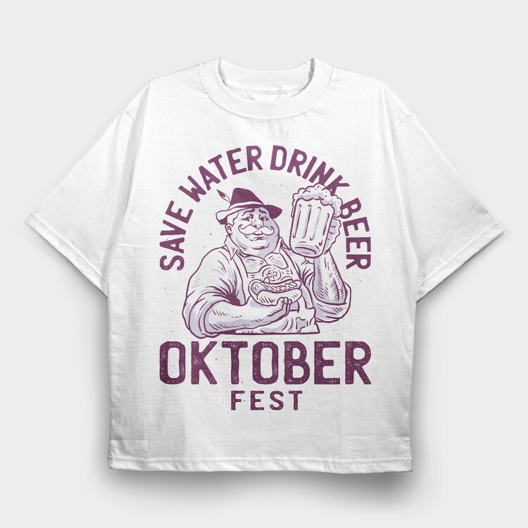 Save Water Oktoberfest, Tricou Oversize Barbati (Unisex)
