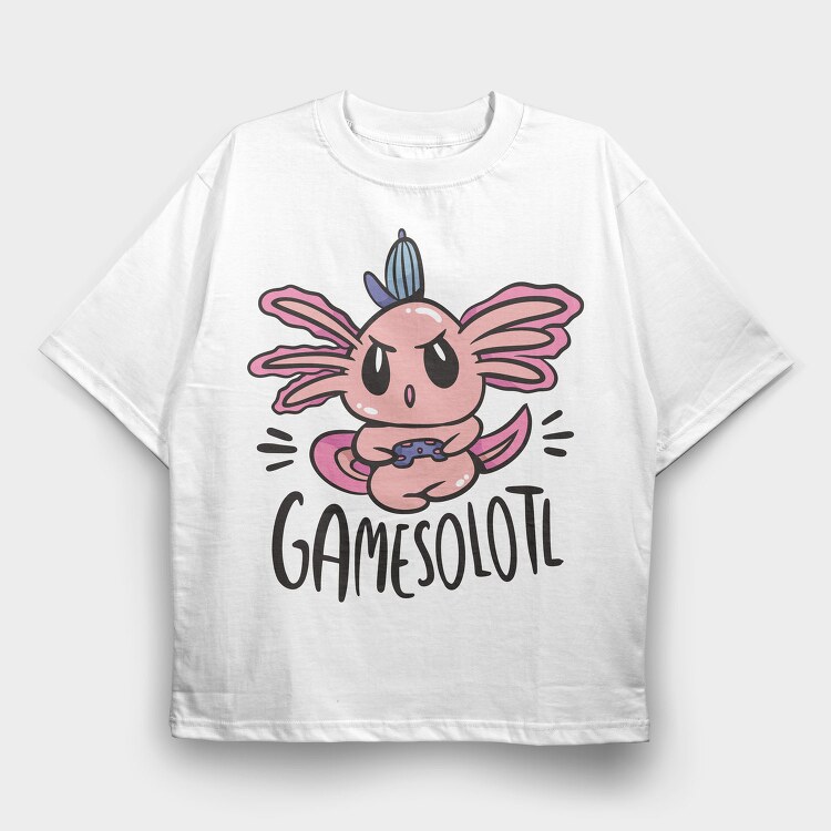 Gamer Axolotl Gamesolotl, Tricou Oversize Barbati (Unisex)