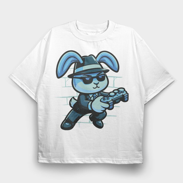 Gamer Bunny, Tricou Oversize Barbati (Unisex)