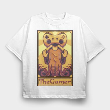 Pixelart Tarot Card the Gamer, Tricou Oversize Barbati (Unisex)