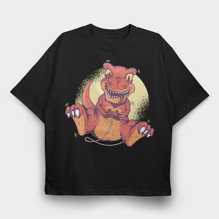 Gamer Dinosaur Dino Joystick, Tricou Oversize Barbati (Unisex)