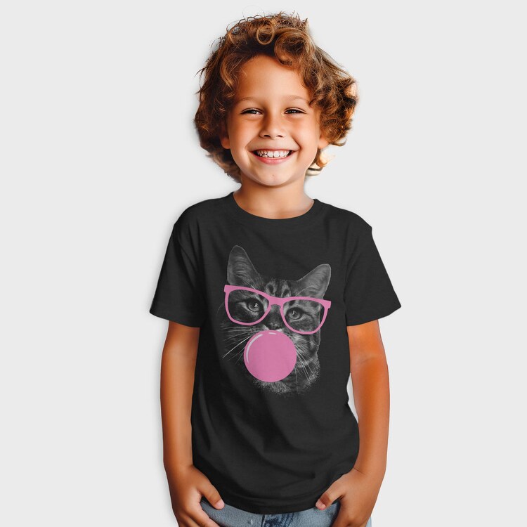 Sunglasses Cat Bubblegum Monochrome, Tricou Copii