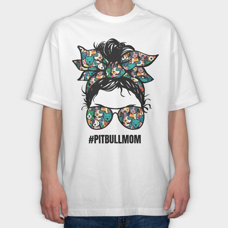Pitbull Mom, Tricou Oversize Barbati (Unisex)