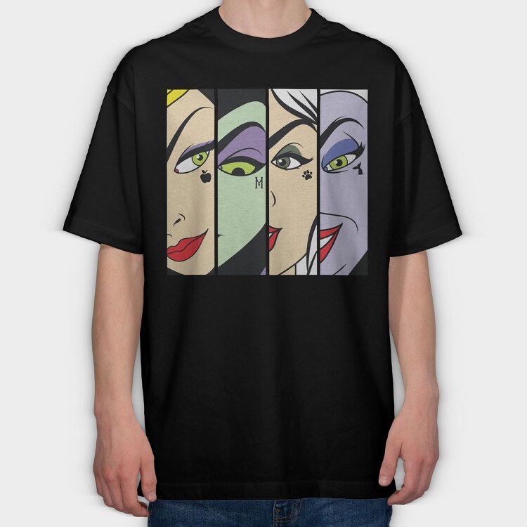 Villanas Disney Faces, Tricou Oversize Barbati (Unisex)