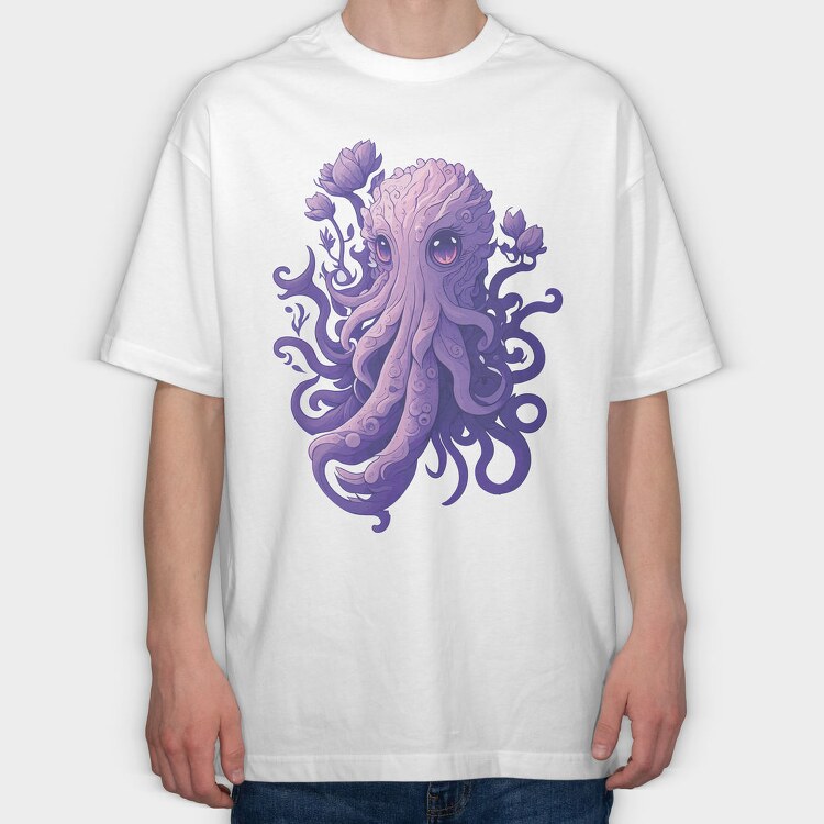 Purple Octopus, Tricou Oversize Barbati (Unisex)