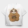 Gamer Sloth With Joystick Gaming, Tricou Oversize Barbati (Unisex)