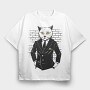 Gangster Cat In A Suit, Tricou Oversize Barbati (Unisex)